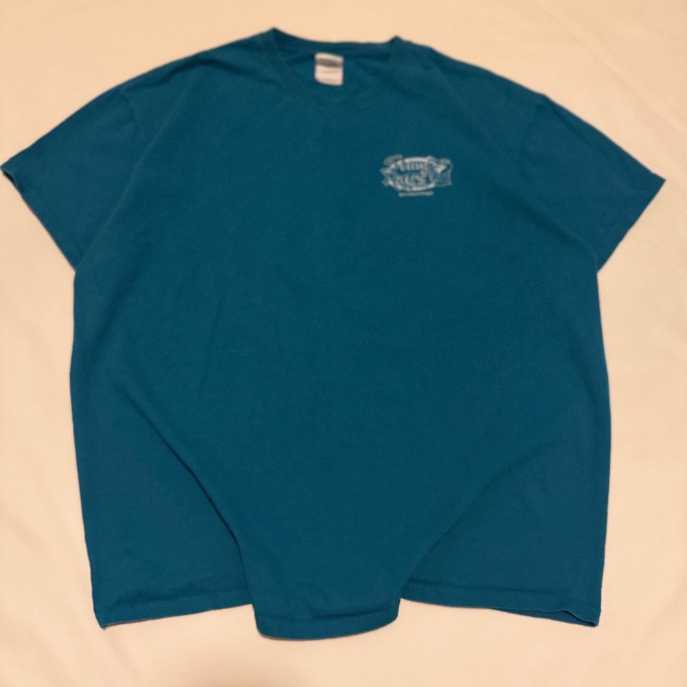 Gildan T-Shirt Men XL Teal Sting Rays Seafood Tybee Island Georgia Graphic Tee